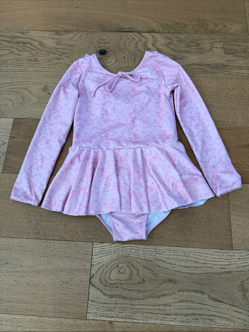 SweetHoney Pink Long-Sleeve One-Piece Leotard with Skirt